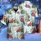 Christmas Santa Driving Snow Forest Hawaiian Shirt Artwork Detail For Tropical Trips And Casual Outings