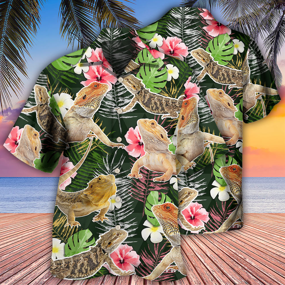 Tropical Dragon Bearded Leaf Hawaiian Shirt Pattern View For Lightweight Everyday Style