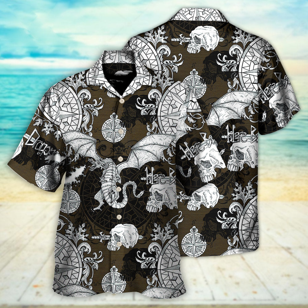 Dragon Flying Skull Gothic Hawaiian Shirt Artwork View For Weekend Travel And Beach Style