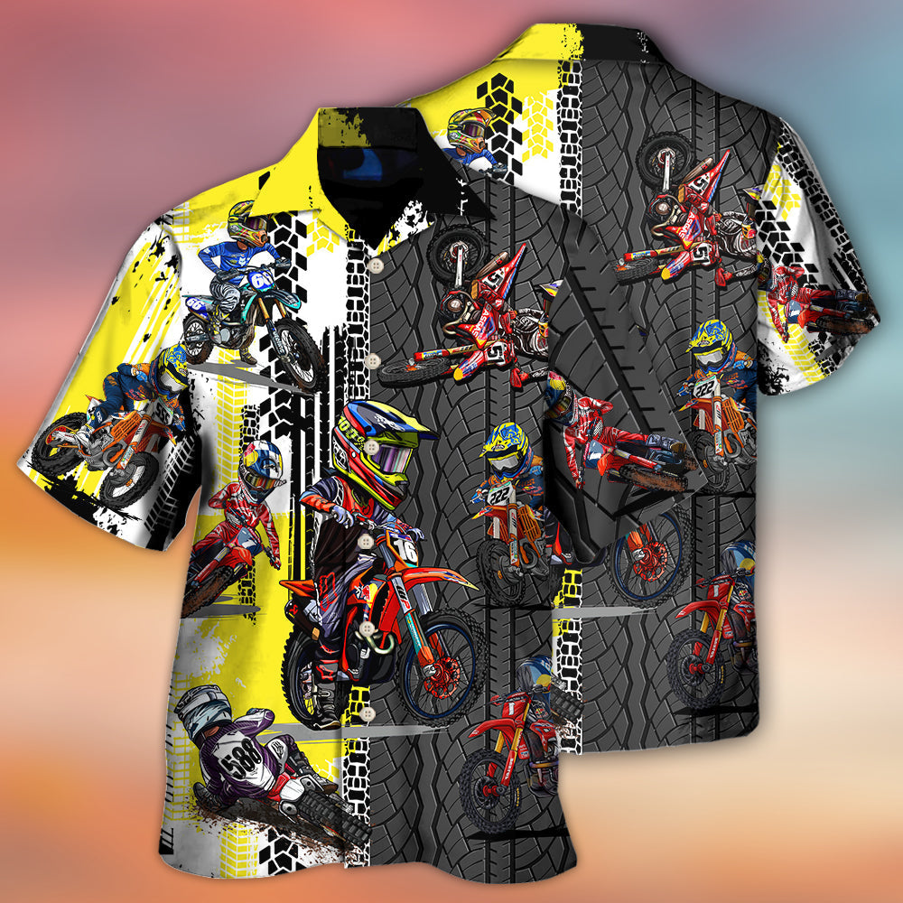 Motorcycle Motocross Racing Hawaiian Shirt For Summer Events And Casual Outdoor Wear