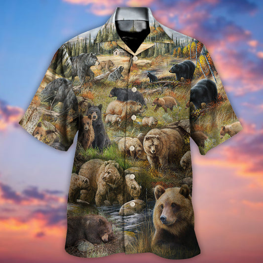 Bear Brave Little Inspirational Hawaiian Shirt Design Detail For Sunny Adventures And Casual Wear