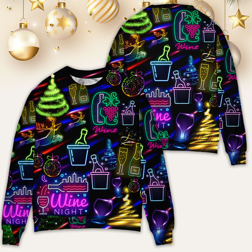 Christmas Wine Neon Sweater For Family Gatherings Winter Travel And Everyday Seasonal Comfort