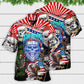 Skull Christmas US Flag Skeleton Horror Hawaiian Shirt For Vacation Days And Relaxed Coastal Outings