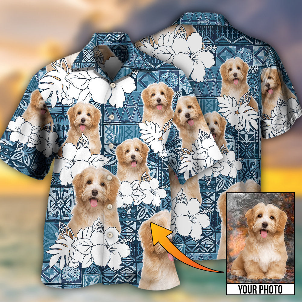 Island Summer Aloha Dog Personalized Photo Hawaiian Shirt Artwork View For Resort Wear