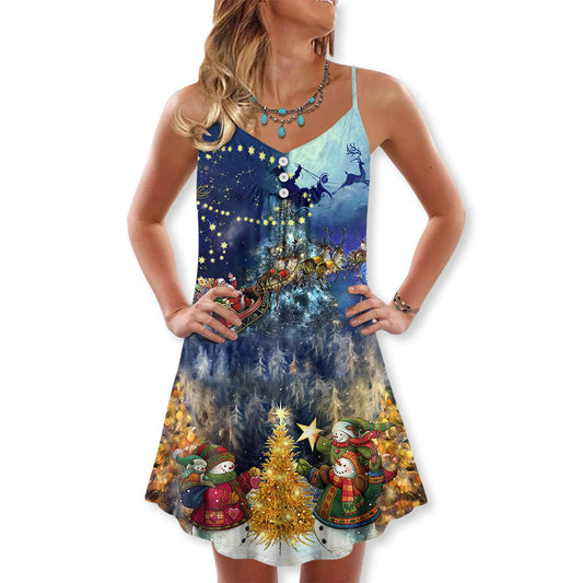 Christmas Family In Love - V-neck Sleeveless Cami Dress - Owls Matrix LTD