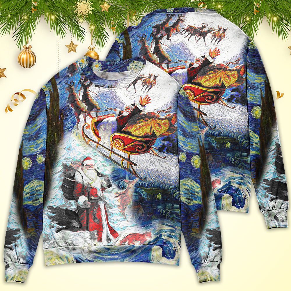Christmas Friendly Santa With Animals Sweater For Holiday Travel Winter Outings And Cheerful Gift Giving