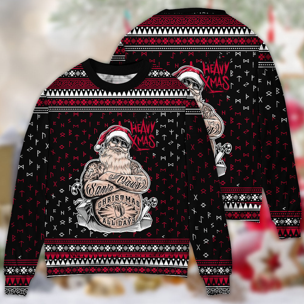 Tattoo Santa Funny Merry Christmas Sweater For Holiday Parties Family Gatherings And Seasonal Gift Giving