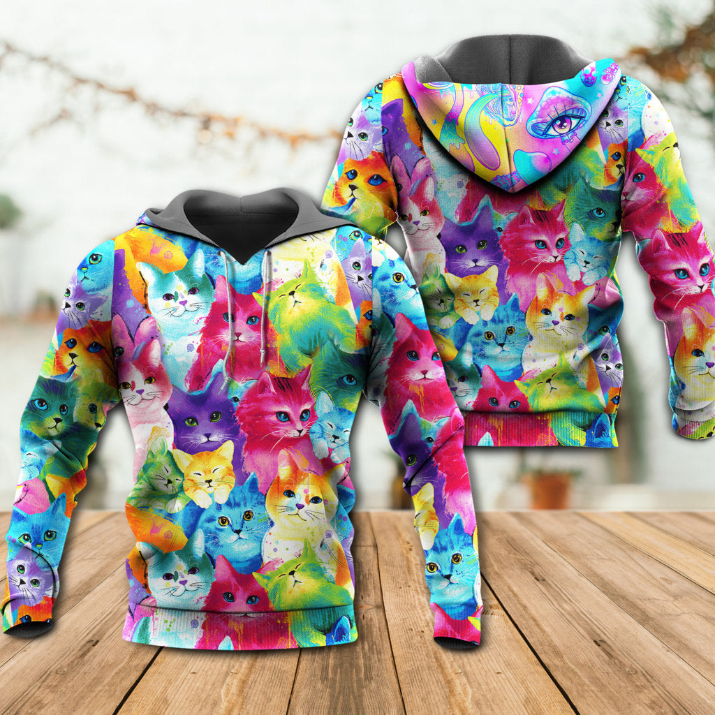 Colorful Cute Happy Kitten Life Hoodie For Weekend Adventures Casual Style And Relaxed Comfort