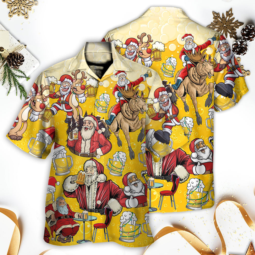 Festive Santa Christmas Hawaiian Shirt All Over Print Detail For Beach Days