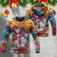 Colorful Christmas Santa Geometry Hoodie For Holiday Vacations Winter Events And Everyday Comfort