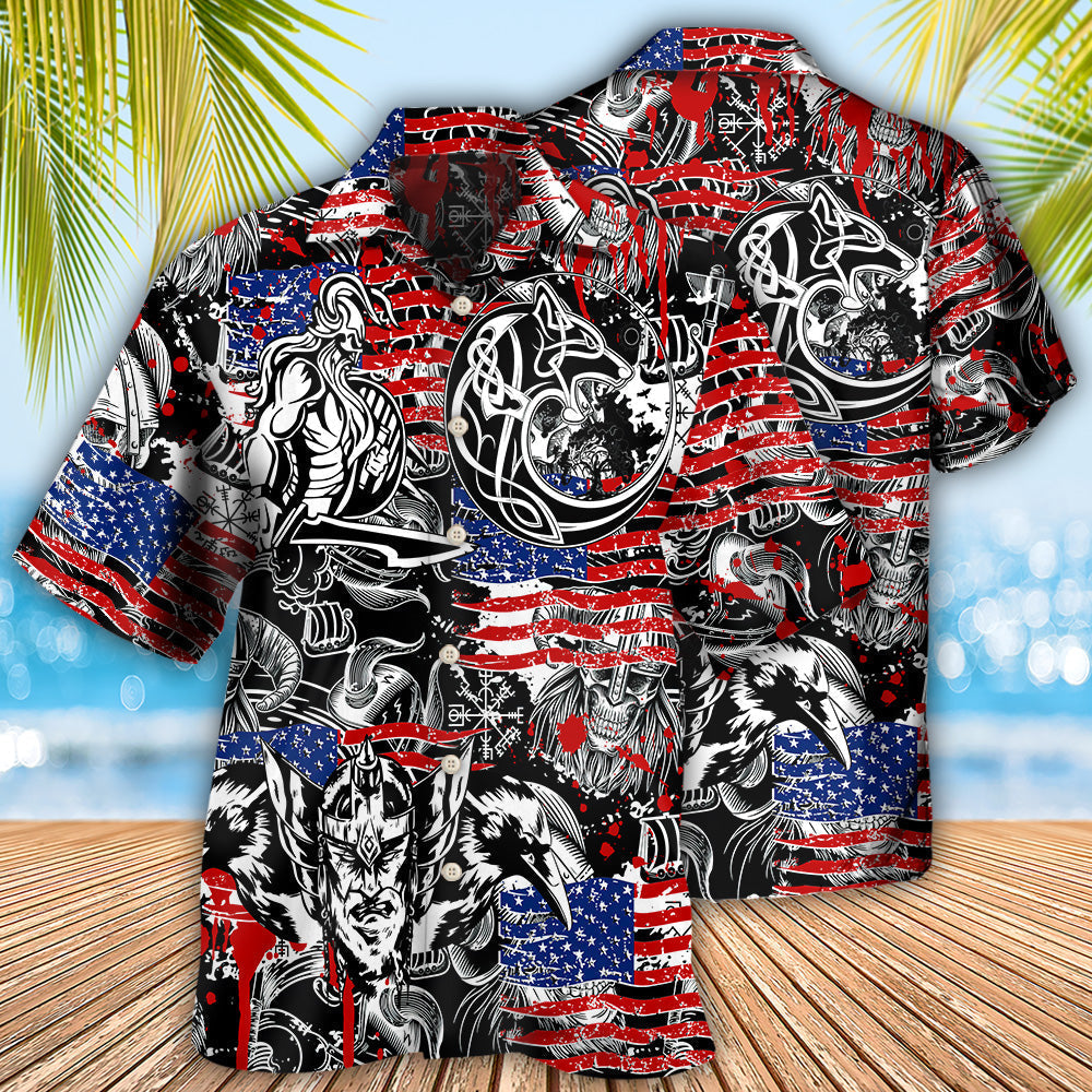 Wolf Norse Warrior Independence Day Odin Hawaiian Shirt Design Detail For Sunny Adventures And Casual Wear