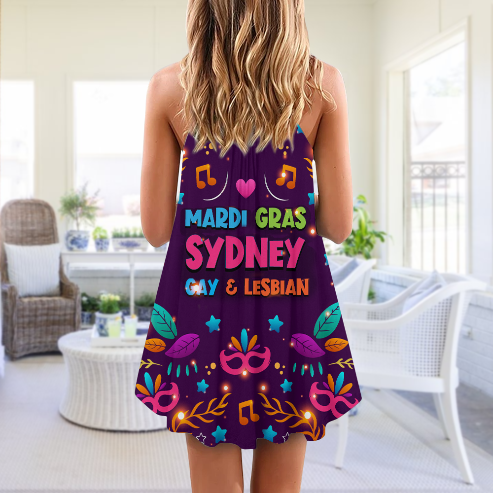 Amazing Pride Festival Style V-Neck Sleeveless Cami Dress For Beach Trips Parties And Relaxed Warm Weather Style