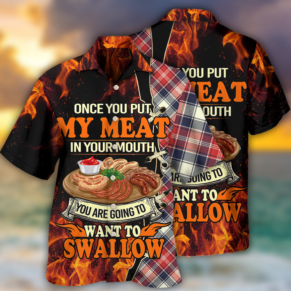 Funny Barbecue Grill Food Hawaiian Shirt Front Pattern View For Coastal Travel