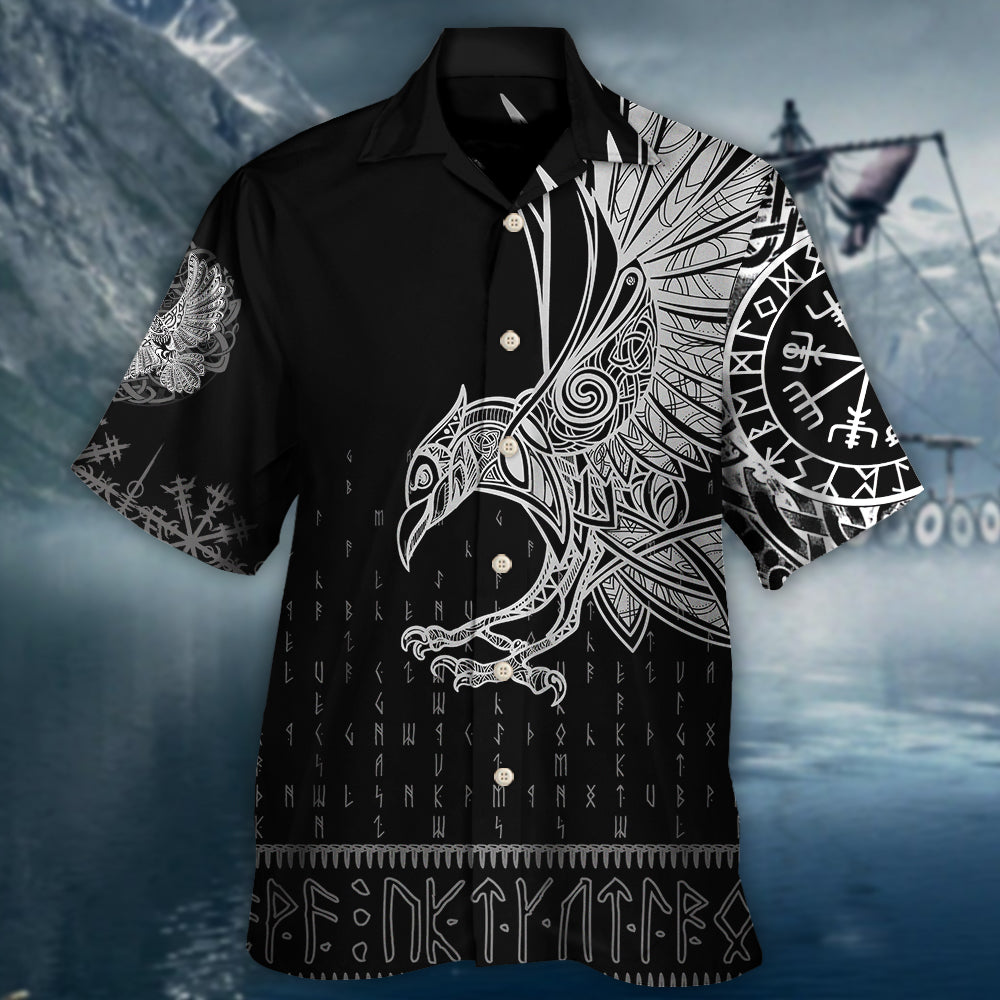 Norse Warrior Raven Odin Victory Hawaiian Shirt Design Detail For Beach Days And Holiday Travel