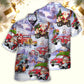 Festive Santa Hot Rod Christmas Tree Hawaiian Shirt Artwork View For Summer Travel