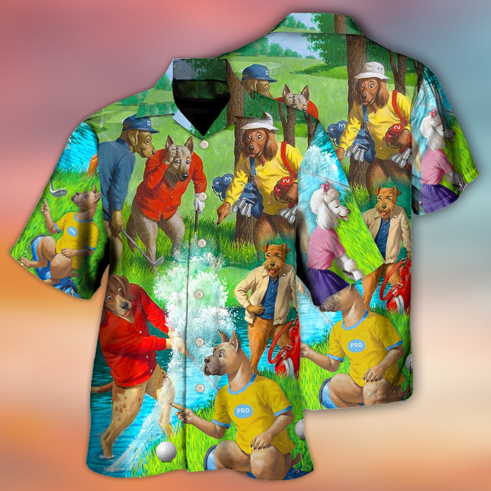 Golf Dog Hawaiian Shirt Creative Print View For Weekend Trips