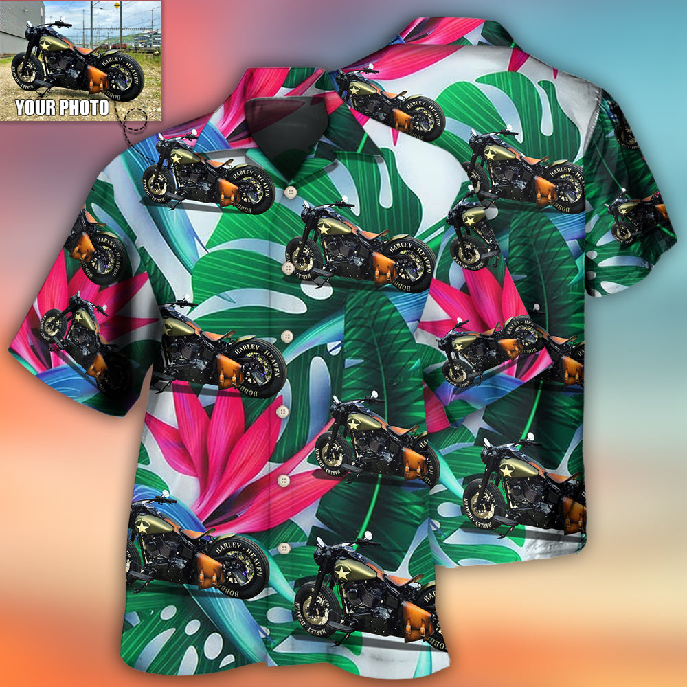 Motorcycle Personalized Photo Hawaiian Shirt Button Front Artwork For Vacation Style