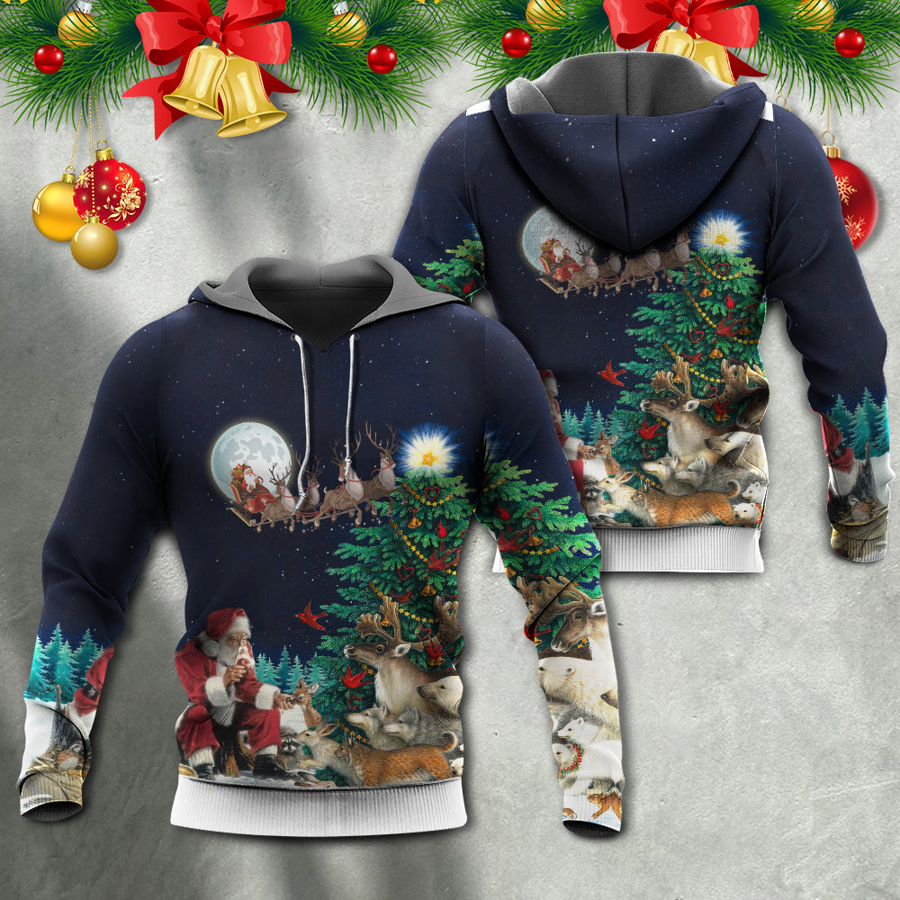 Christmas Santa Gift Night Hoodie For Festive Streetwear Winter Outings And Christmas Celebrations