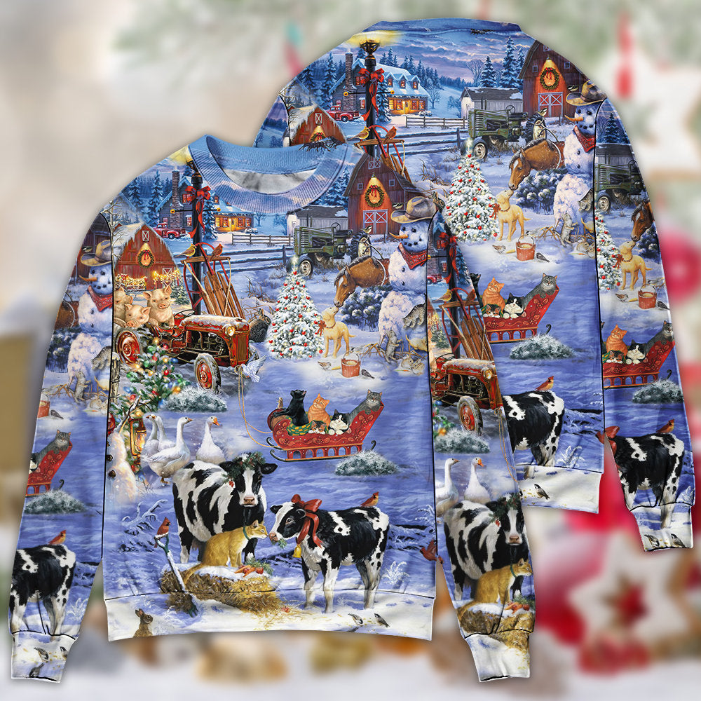 Christmas Farm Happy Sweater For Holiday Travel Winter Outings And Cheerful Gift Giving