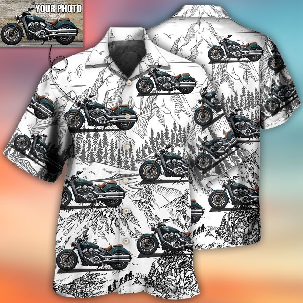 Motorcycle Personalized Photo Hawaiian Shirt Pattern Detail For Warm Weather Events