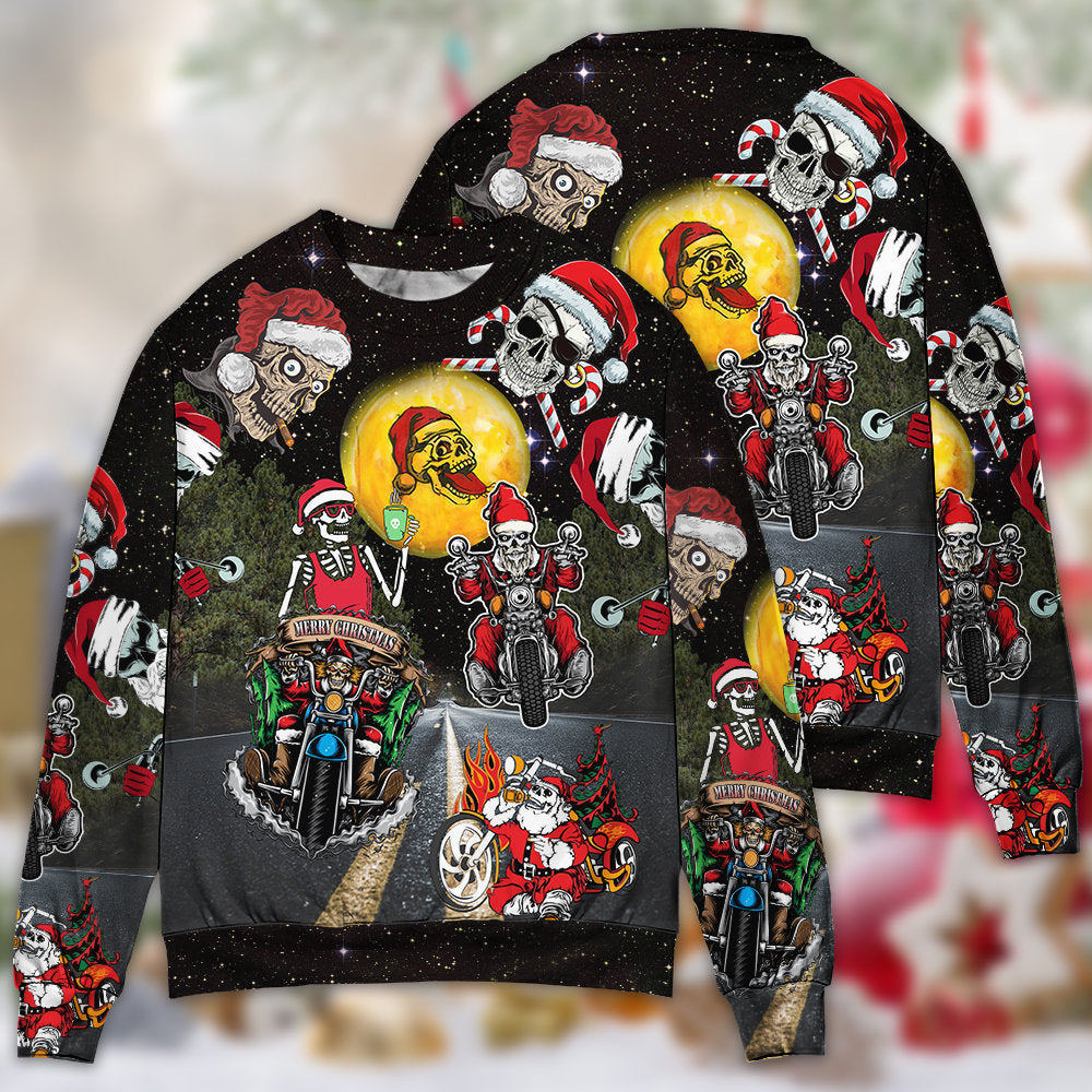 Skull Santa Racing Christmas Sweater For Seasonal Parties Cozy Gatherings And Thoughtful Holiday Gifts