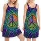 Hippie Sign Lover V-Neck Sleeveless Cami Dress For Beach Travel And Free Spirited Outfits