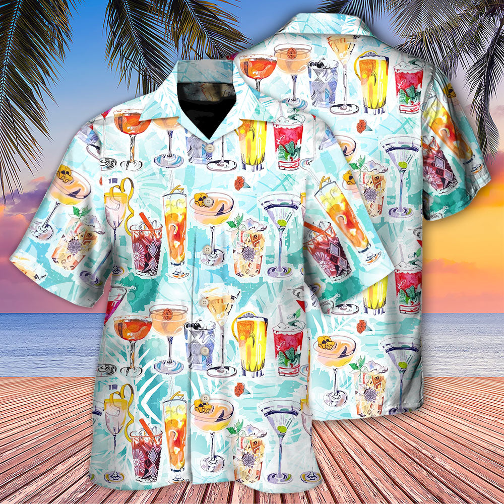Tropical Wine Cocktail Beach Hawaiian Shirt Artwork View For Weekend Travel And Beach Style