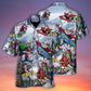 Neon Santa Skateboarding Snowy Mountain Hawaiian Shirt Artwork Detail For Resort Trips And Outdoor Activities