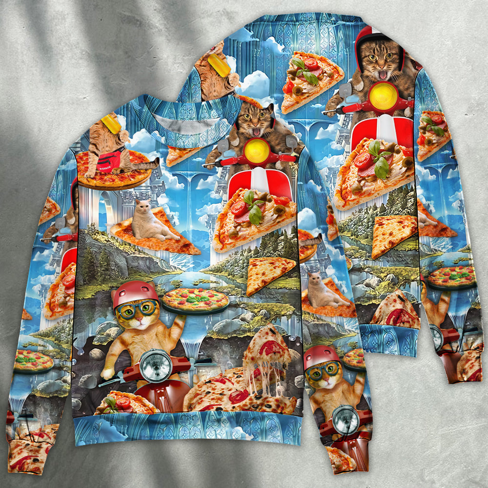 Funny Cat Pizza Sweater For Nature Inspired Fashion Events And Relaxed Everyday Comfort