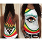 Black Woman Love Peace Colorful Eyes Hollow Tank Top For Yoga Workouts And Festival Wear