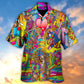 Hippie Music Guitar Musician Hawaiian Shirt Button Front Artwork For Thoughtful Gifting