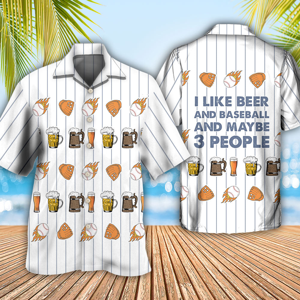 Baseball Beer Maybe People Hawaiian Shirt Artwork Detail For Resort Trips And Outdoor Activities