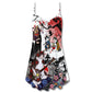 Japanese Style Cat Art V-Neck Sleeveless Cami Dress For Festivals Travel And Relaxed Casual Summer Wear