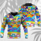 Hippie Frog Mushroom Peace Hoodie For Colorful Streetwear Festivals And Comfortable Daily Wear
