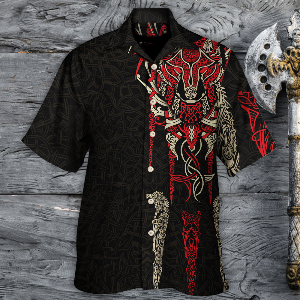 Wolf Norse Warrior Fenrir Head Celtic Hawaiian Shirt For Coastal Adventures And Warm Weather Wear