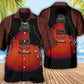 Red Vintage Guitar Leather Hawaiian Shirt For Summer Events And Casual Outdoor Wear