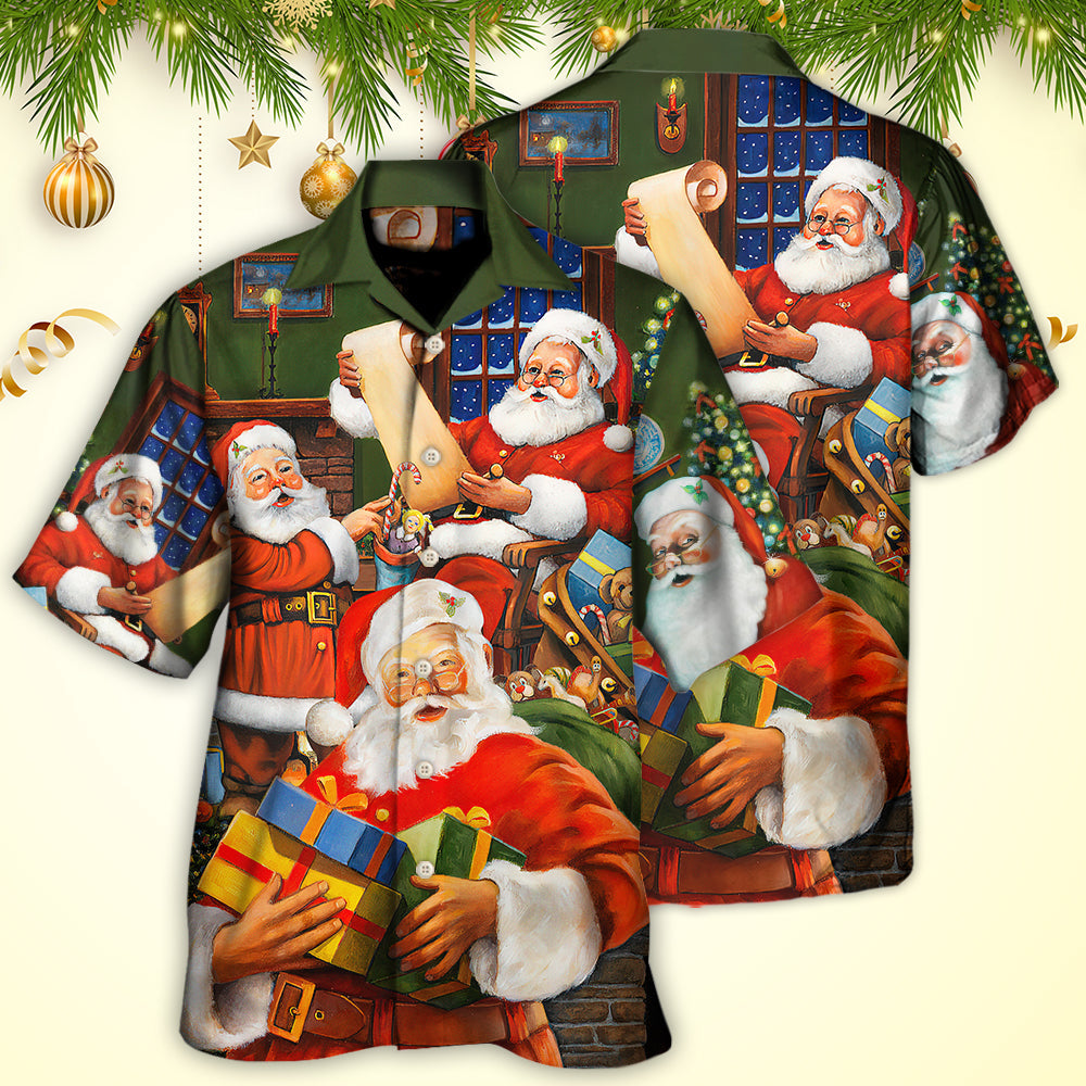 Festive Christmas Gift Hawaiian Shirt Design View For Casual Summer Styling