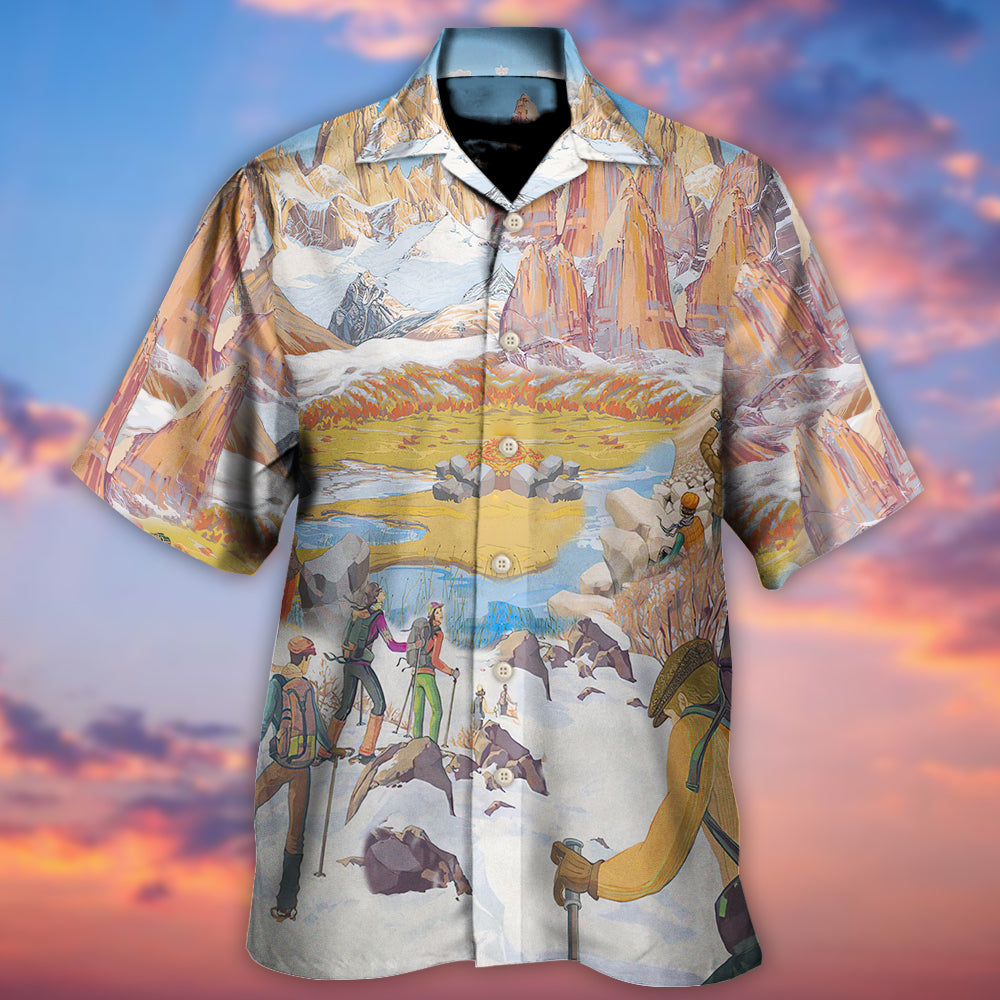 Climbing Mountain Hawaiian Shirt Print Closeup For Tropical Vacations