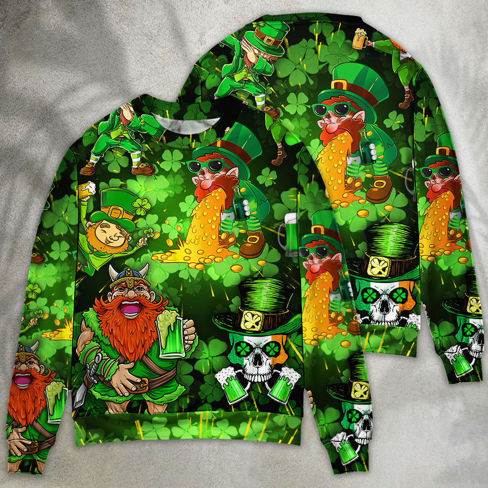 Irish Viking Skull Leprechaun Gnome Sweater For Mythic Art Fans Travel Adventures And Distinctive Gifting