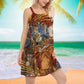 Cat Jazz V-Neck Sleeveless Cami Dress For Music Festivals And Casual Summer Wear