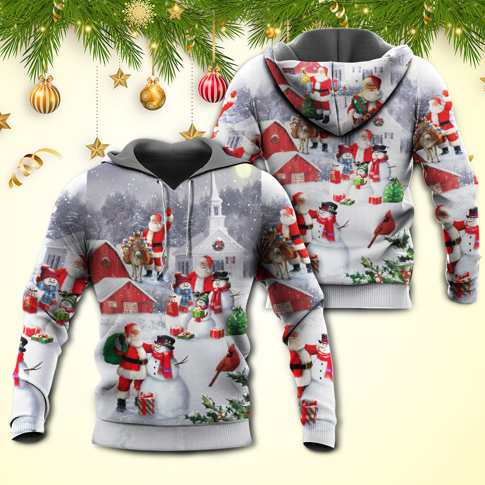 Christmas Santa Snowman Family Town Hoodie For Holiday Vacations Winter Events And Everyday Comfort