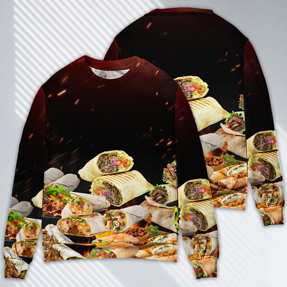 Burritos Fast Food Delicious Sweater For Casual Wear Travel Holidays And Comfortable Everyday Styling