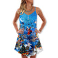 Christmas Skull Merry Holiday Theme – Women's Summer Sleeveless V-Neck Camisole Dress
