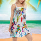 Cat Running Companion V-Neck Sleeveless Cami Dress For Vacations And Playful Everyday Style