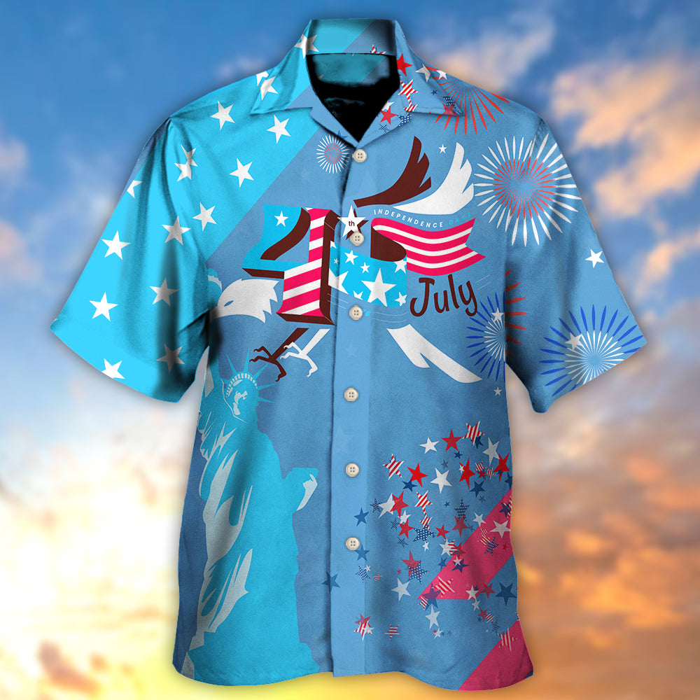 American Independence Fourth Hawaiian Shirt Graphic Artwork Detail For Resort Wear