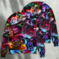 Motorcycle Racing Neon Light Colorful Sweater For Road Trips Weekend Gatherings And Thoughtful Gift Giving