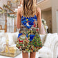 Christmas Santa Toy Workshop V-Neck Sleeveless Cami Dress For Festive Events And Casual Summer Styling