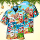 Island Christmas Santa Beach Hawaiian Shirt Front Pattern View For Warm Weather Events