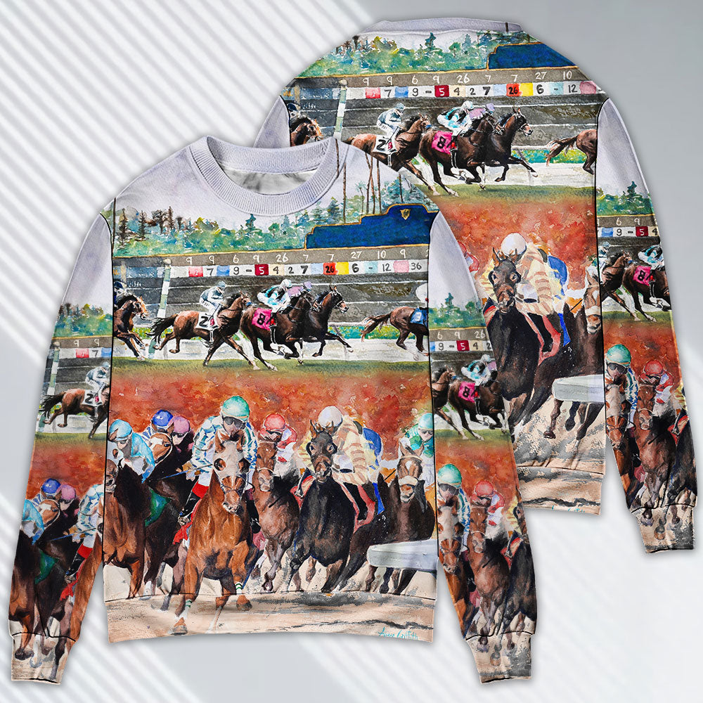 Horse Racing Wild Power Sweater For Casual Styling Weekend Outings And Creative Gift Giving
