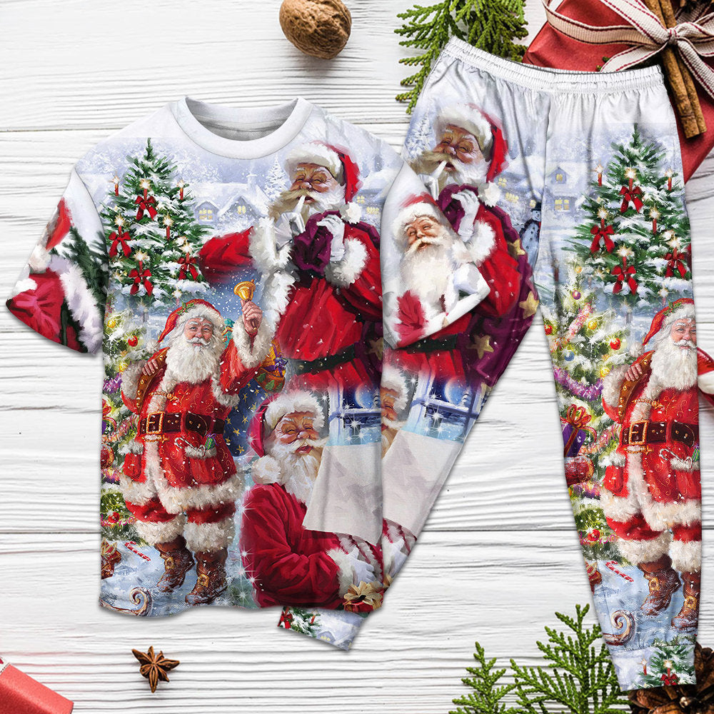 Santa Holiday Arrival Short Sleeve Pajamas Set For Christmas Mornings And Relaxed Lounging